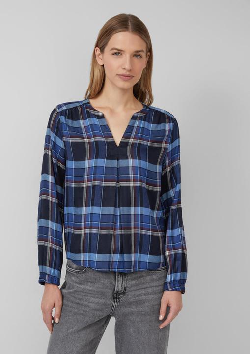 Immagine prodotto s.Oliver Bluse Karo-Bluse mit Faltendetail und elastischen Ärmelbündchen (36)