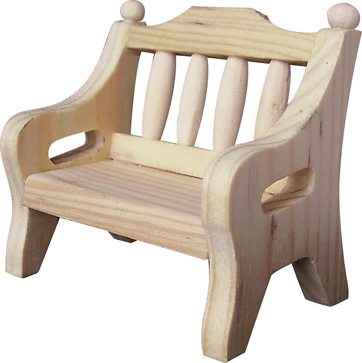 Actual product image VBS Garden and park bench with armrest, approx. 7x4cm, seat height 2.4 cm. (7 x 4 cm)