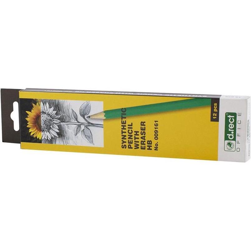 D.Rect, Matite, HB-Synthetikstift mit Radiergummi (12 Stück) (HB, 12x)