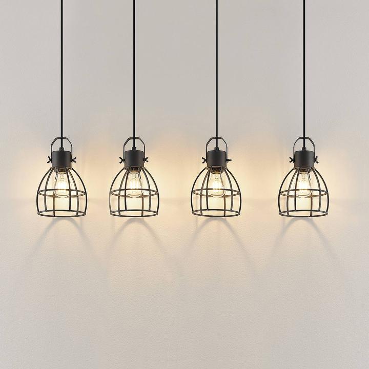 Actual product image Lindby Flintos 4 pendant light Black (E27)