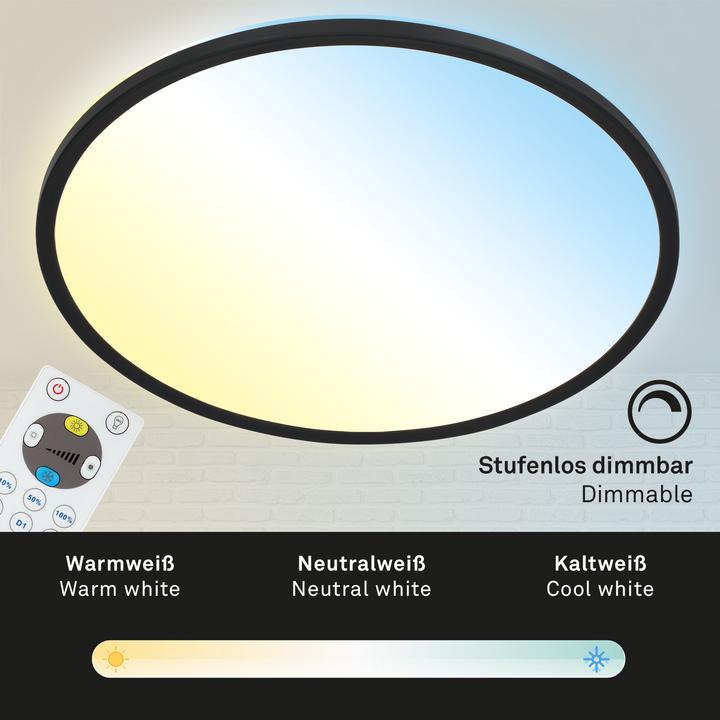 Actual product image Briloner Ultra flat CCT LED panel, black, 1xLED/18W (2400 lm)