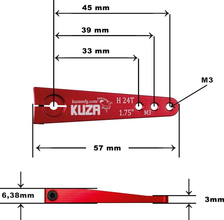 Produktbild Kuza Servohebel 1-Arm Hitec 24T 45/39/33mm 1.75" M3 Heavy Duty V2 Aluminium