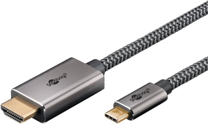 Goobay USB-C-auf-HDMI-Textilkabel 4K @ 60 Hz, 1 m, schwarzsilber (1 m, USB Type C, 2.0)