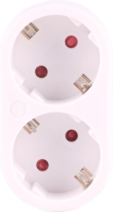 Actual product image Benson Electric Plug double adapter + earth (horizontal) white