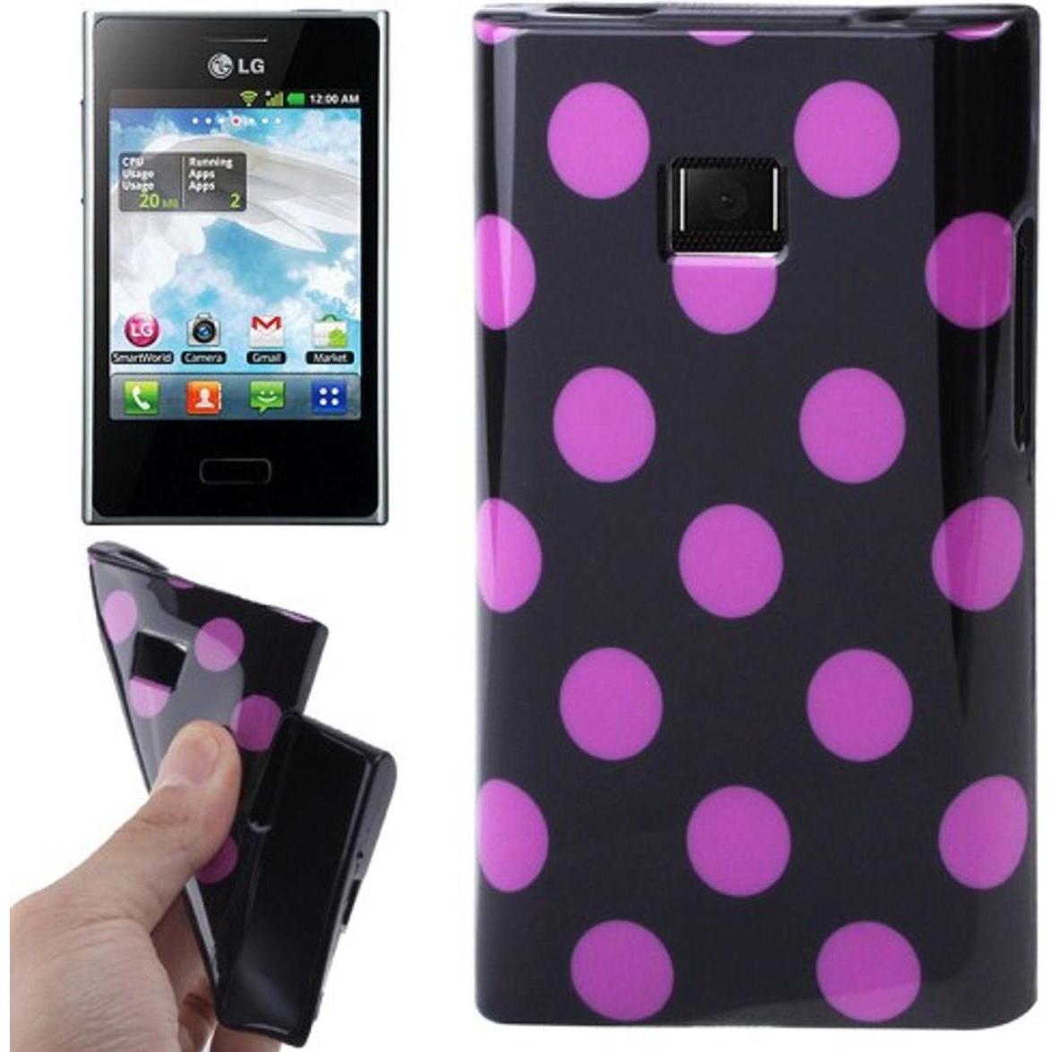Thumbnail - König Design Schutzhülle TPU Punkte Case für Handy LG Optimus L3 / E400 (LG Optimus L3 II), Smartphone Hülle, Violett