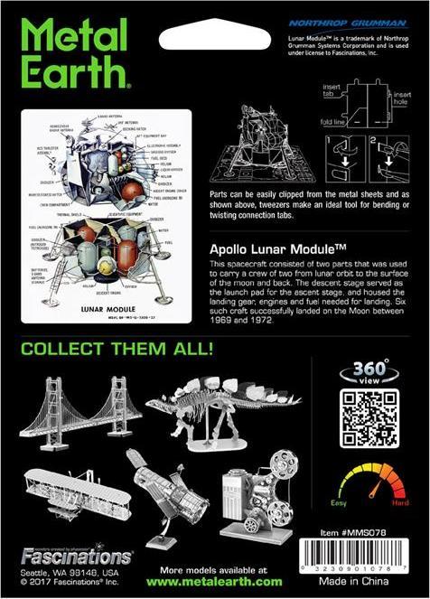 Actual product image Metal Earth Apollo Lunar Module Silver Edition