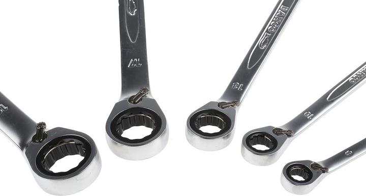 Produktbild Bahco Satz metrische Knarren-Ring-Maulschlüssel - 5-teilig/Kunststoffbox (10 mm, 13 mm, 17 mm, 19 mm, 8 mm)
