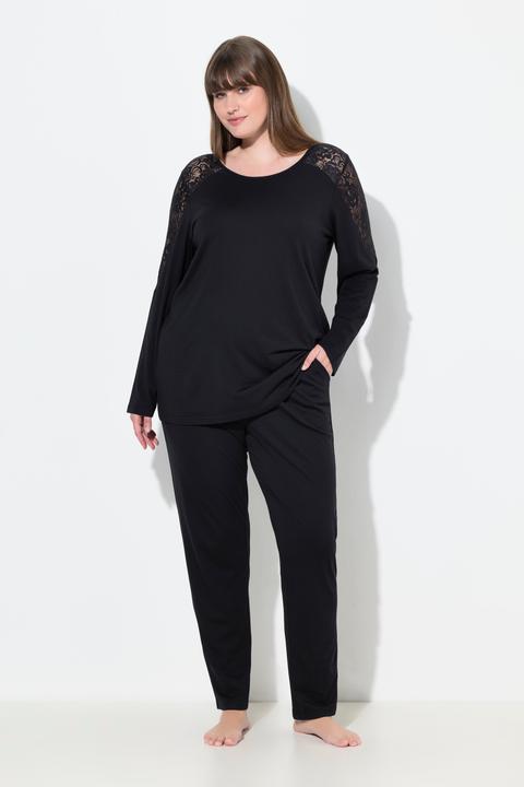 Produktbild Ulla Popken Pyjama, Spitze, Rundhals, Langarm, Modalmix (62)
