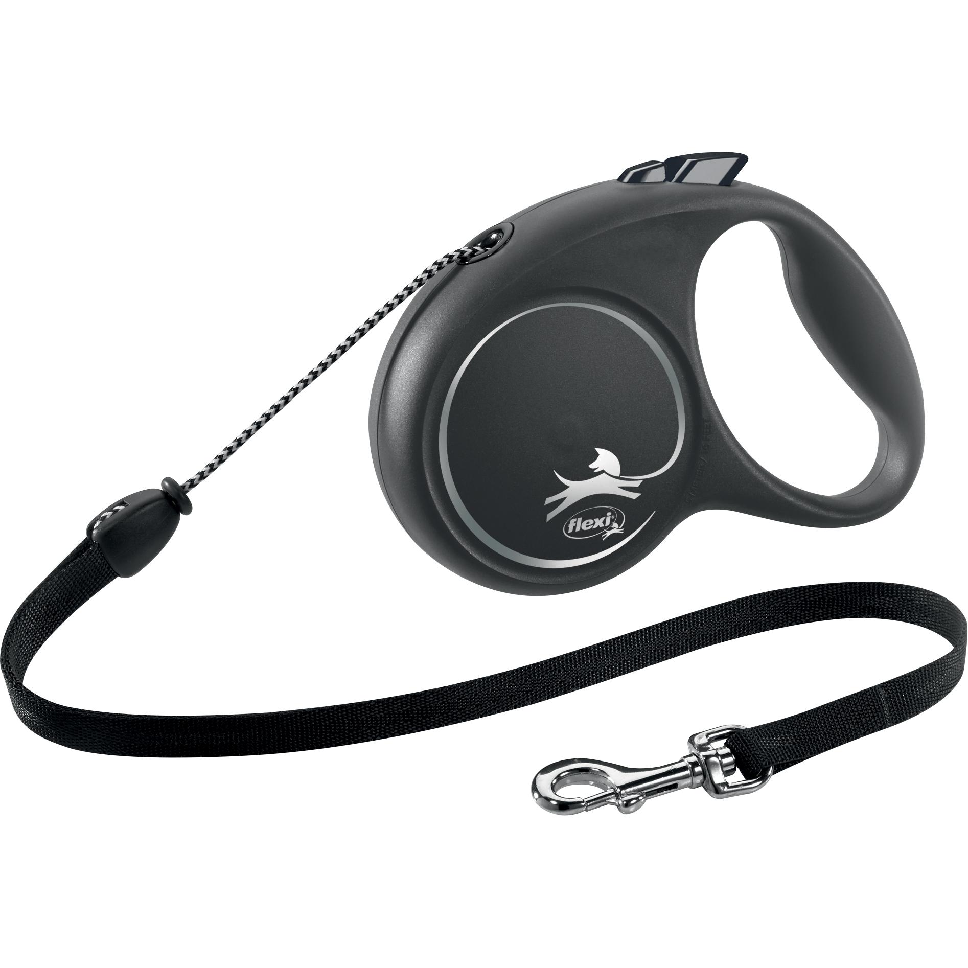 Flexi BLACK EDITION Seil (M, Hund, Spazieren), Halsband + Leine