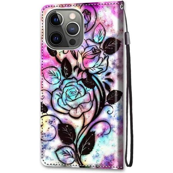 MU Style Leder Bookcover Image Series (Apple iPhone 13 Pro), Smartphone Hülle, Mehrfarbig