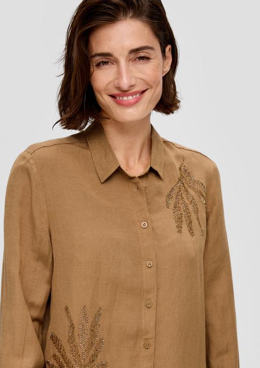 Produktbild s.Oliver Bluse Longbluse aus Leinenmix mit Schmuckperlen (38)