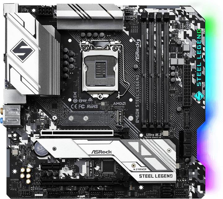Produktbild AsRock B460M Steel Legend, Intel B460 Mainboard - Sockel 1200 (LGA 1200, Intel B460, mATX)