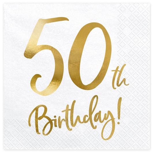 Partydeco 50 Jahre in Gold (20 Stk., 33 x 33 cm)