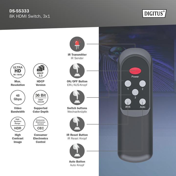 Produktbild Digitus 8K HDMI Switch, 3x1
