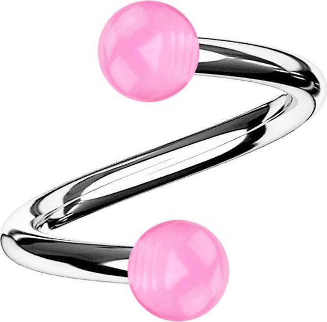 Immagine prodotto Star Piercing Spirale argento con due sfere rosa trasparente (senza ottone, Acciaio chirurgico 316L, Materiale sintetico)
