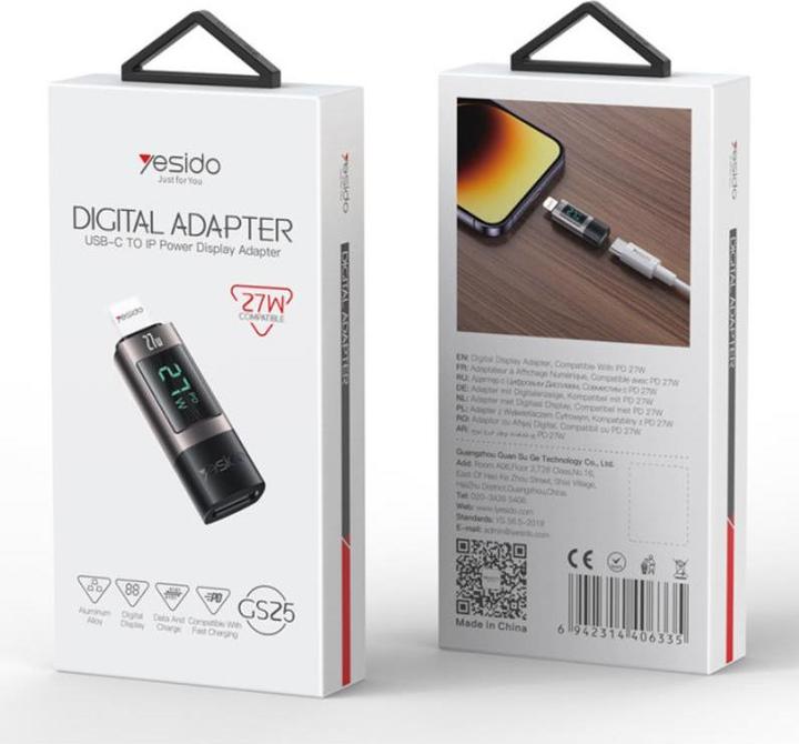 Actual product image Yesido USB-C to Lightning Digital Adapter for Charging/Data Transmission (USB-C, Lightning)