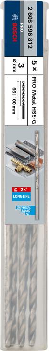 Actual product image Bosch Professional Zubehör PRO Metal HSS-G twist drill, 3 x 66 x 100 mm (3 mm)