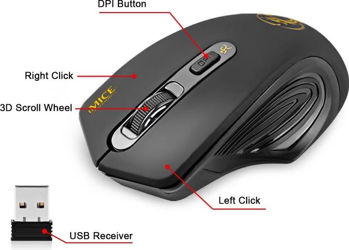 Actual product image JTI iMice E-1800 wireless gaming mouse (Wireless)