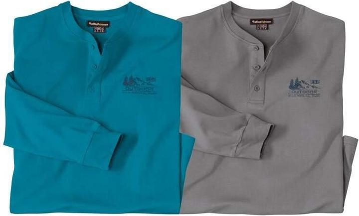 Produktbild Atlas For Men TShirt HenleyKragen (2erPack) (L)