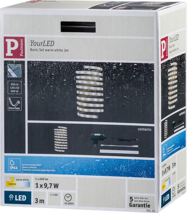Image du produit Paulmann LED Stripes YourLED IP44 3m Start (Blanc chaud, 300 cm, Intérieur)