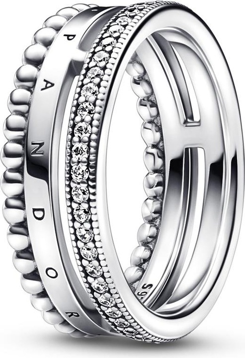 Produktbild Pandora Signature Logo Pavé & Beads Ring (54, 925 Silber)