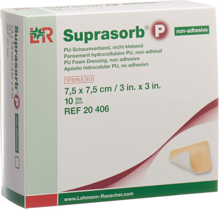 Suprasorb Schaumverband 7.5x7.5cm nicht klebend (10 x)