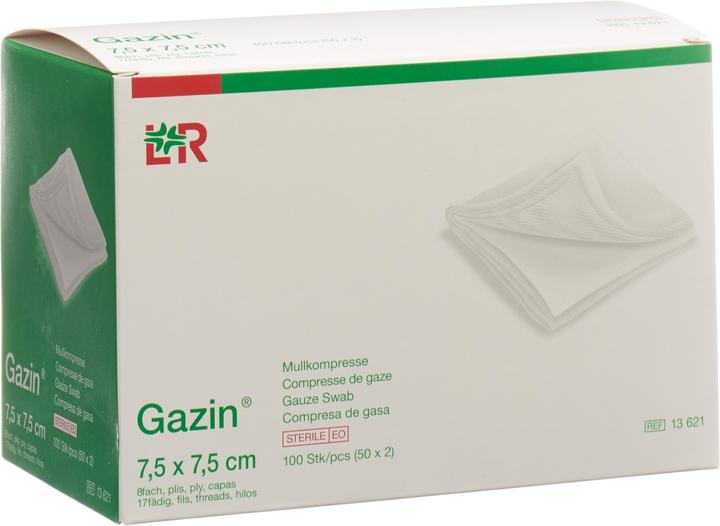 Actual product image Gazin Mullkompressen 7.5x7.5cm 8-fach steril