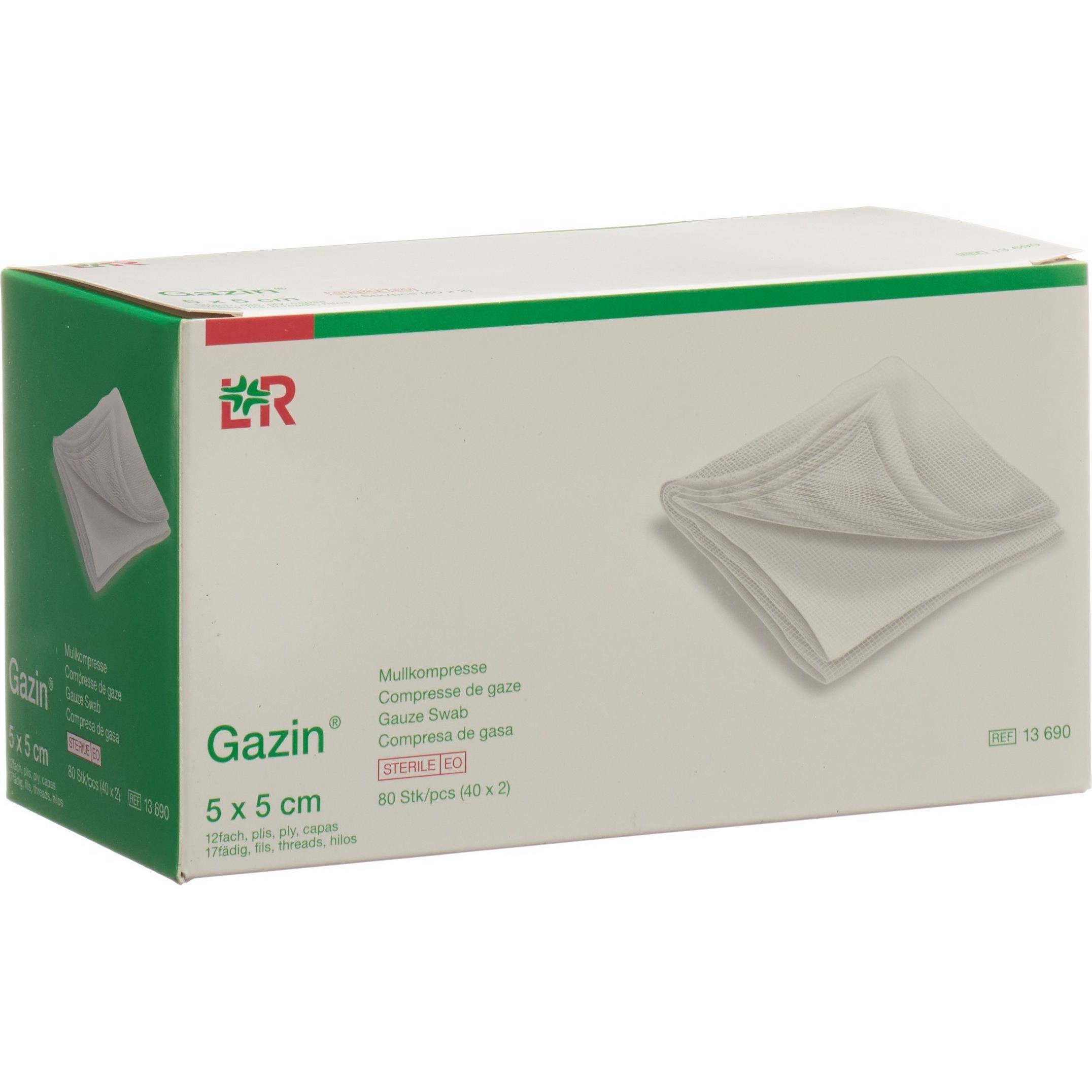 Gazin, Verbandsmaterial, Mullkompressen 5x5cm 12fach steril