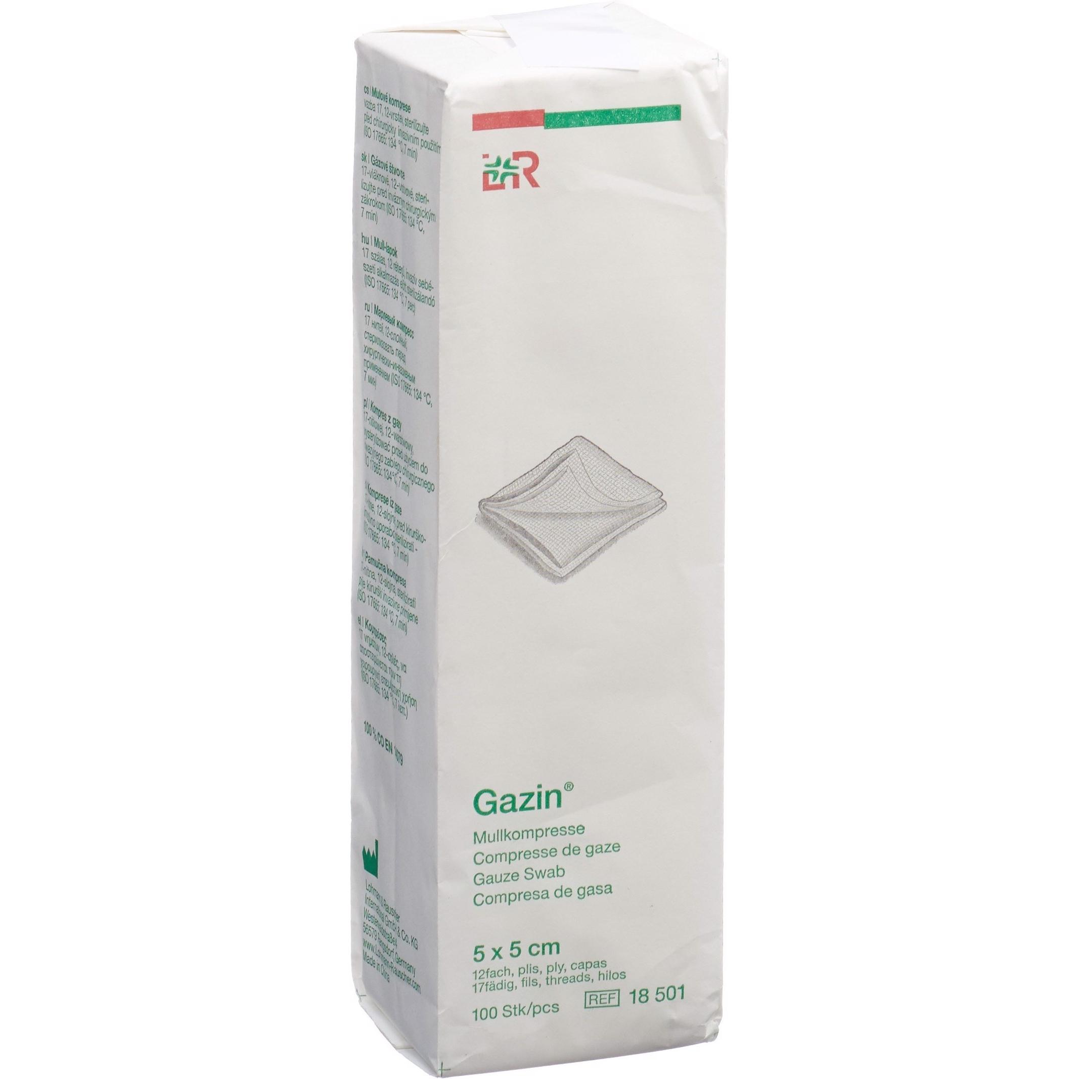 Gazin, Verbandsmaterial, Mullkompressen 5x5cm 12-fach unsteril