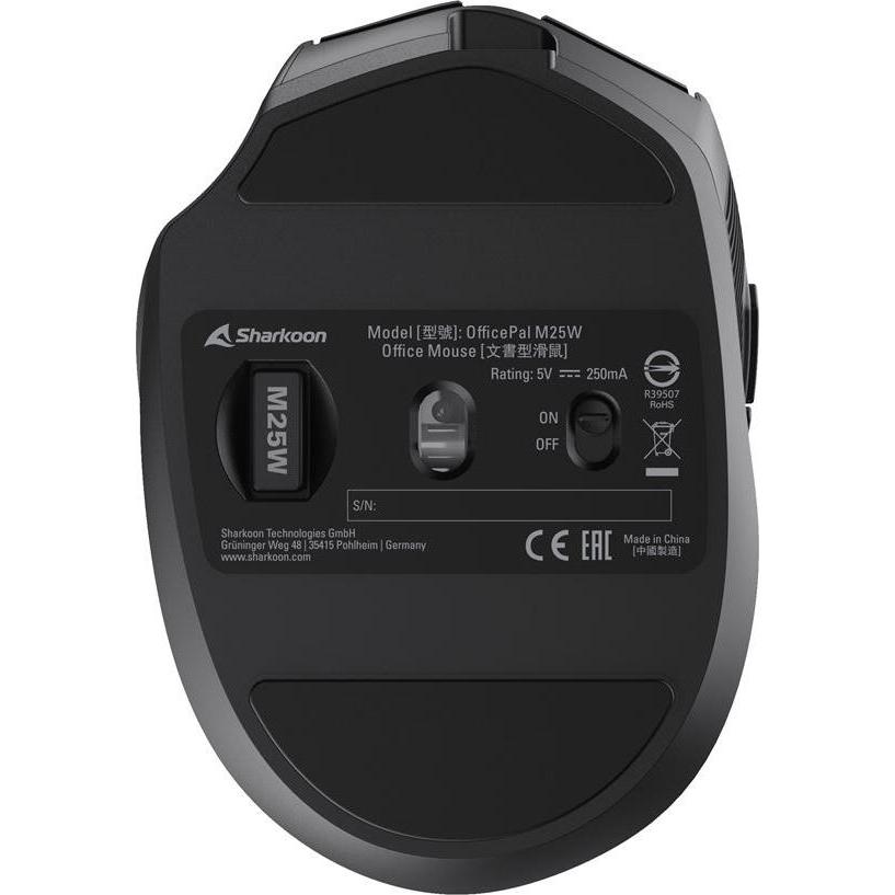 Thumbnail - Sharkoon OfficePal M25W Black (Kabellos, Kabelgebunden), Maus, Schwarz