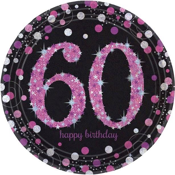 Amscan Teller Rosen 60 Jahre "Froher Geburtstag" (1x)