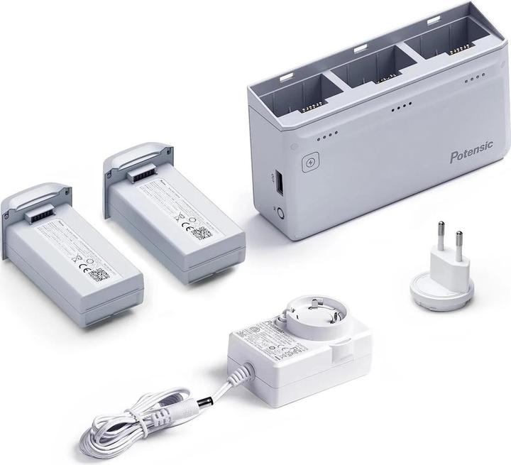 Potensic Hub di ricarica Atom + 2 batterie (Batteria del drone, Caricabatterie per droni, Atomo Potenziato)