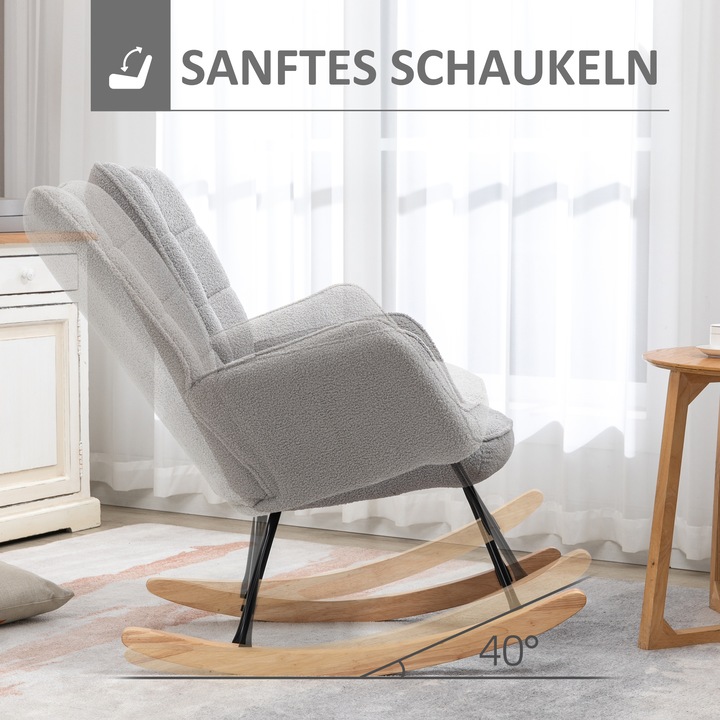 Produktbild Homcom Schaukelstuhl mit Armlehnen und Holzfüssen