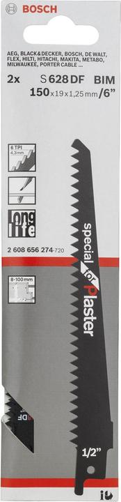 Produktbild Bosch Professional Zubehör Säbelsägeblatt S 628 DF, Special for Plaster, 2er-Pack