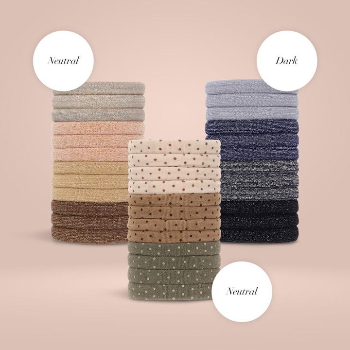 Actual product image Kitsch Medium nylon elastic bands with glitter effect set of 12 (Hair tie)