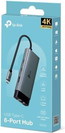 Produktbild TP-Link USB TYP-C 6-PORT HUB 1 HDMI 1 LAN 2 USB-A 1 USB-C (USB-C, 6 Ports)