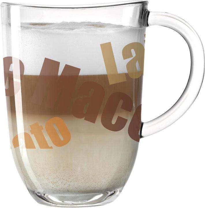 Produktbild Leonardo Latte Macchiato-Glas Napoli mit Text 380 ml, Transparent (380 ml, 1 x)