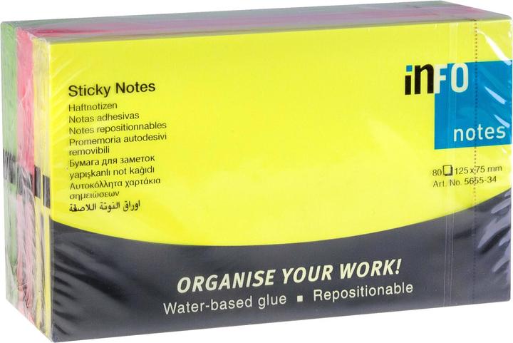 Produktbild Notizzettel Sticky Notes 12.5 x 7.5 cm, 6 Blöcke à 80 Blatt (12.5 x 7.5 cm)