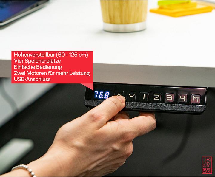 Produktbild Novigami Schreibtisch elektrisch höhenverstellbar Josi | 10er Set | BxT 1600 x 800 mm | Gestell Schwarz | Sch