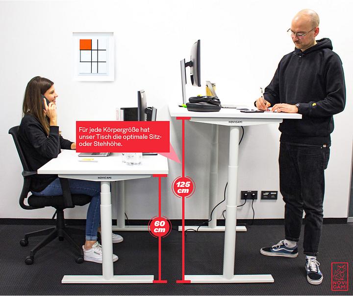 Produktbild Novigami Schreibtisch elektrisch höhenverstellbar Josi | 10er Set | BxT 1600 x 800 mm | Gestell Schwarz | Sch