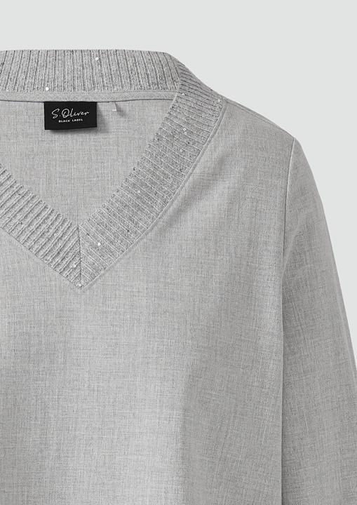 Immagine prodotto s.Oliver Bluse Flanell-Bluse mit Strickkragen und -bündchen (48)