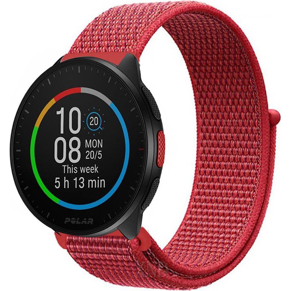 Strap-it Nylonarmband (20 mm, Nylon, Pacer), Uhrenarmband, Rot