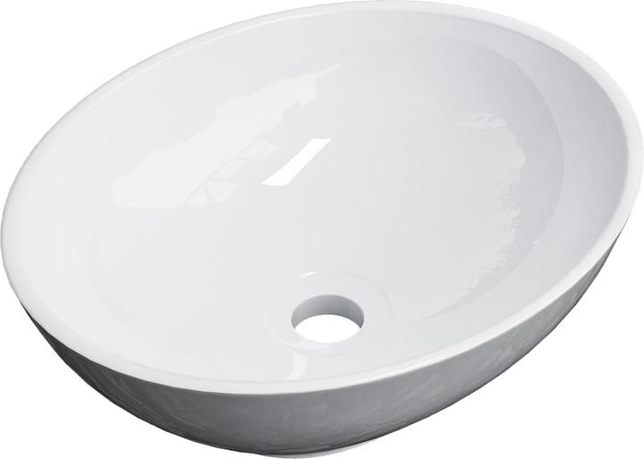 Emke Aufsatzwaschbecken Ovales Waschbecken Keramik Waschbecken Waschtisch Weiss Glänzend 350x 270 x 1 (270 mm, 350 mm)