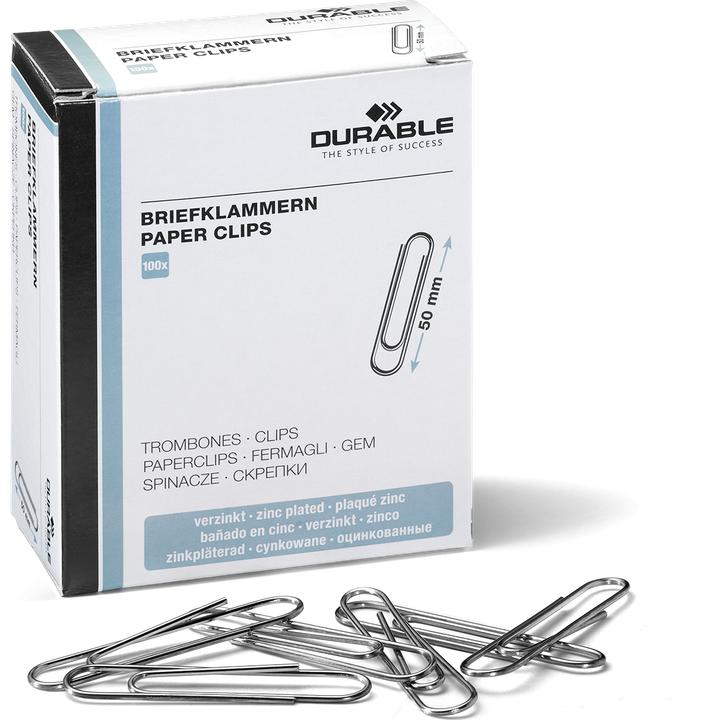 Produktbild Durable Büroklammer runde Form 50mm Metall zink 100 St./Pack. (1 x)