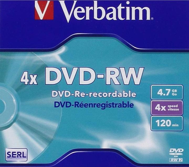 Produktbild Verbatim DVD-RW, 4x, 4.7GB, 5er Pack (5 x)