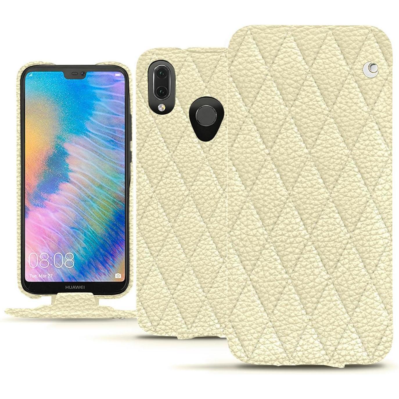 Noreve Lederschutzhülle vertikal (Huawei P20 Lite), Smartphone Hülle, Beige