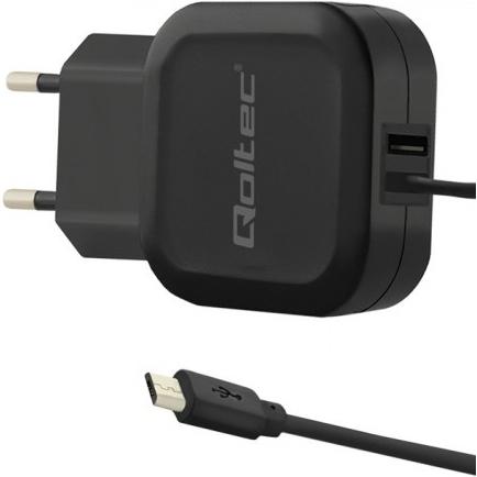 Qoltec 50189 Ladegerät für Mobilgeräte Indoor (17 W), USB Ladegerät, Schwarz