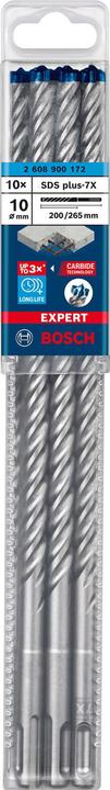 Image du produit Bosch Professional Zubehör Forets marteau Expert SDS plus-7X, 10 x 200 x 265 mm, 10 pcs. (10 millimètres)