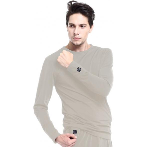 Glovii, Herren, Bluse, GJ1GS Shirt/Top Bluse Rundhals Langärmlig Elastan, Polyester, Grau, (S)
