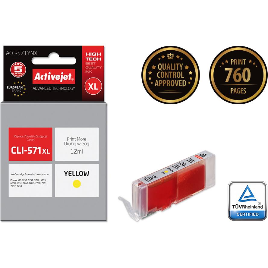 Thumbnail - Activejet, Druckerpatrone, ACC-571YNX Druckerpatrone (e) Kompatibel Hohe (XL-) Ausbeute (Y)